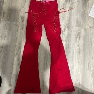 NWT EDIKTED RED FLARE PANTS